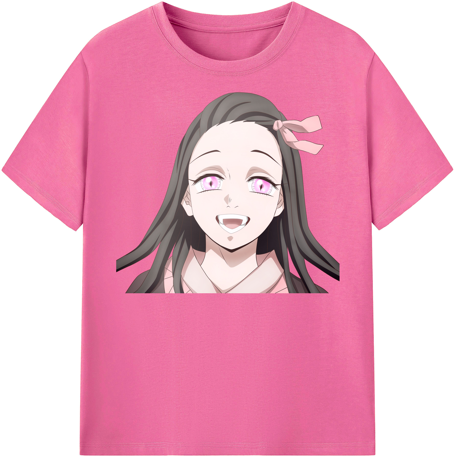 （画像用） 鬼滅の刃（きめつのやいば）竈門 禰󠄀豆子／かまど ねずこ Kamado Nezuko レディースカジュアルプリントTシャツ（綿100％）
